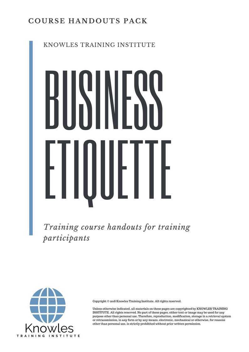 Business Etiquette Training Course in Kenya Handouts