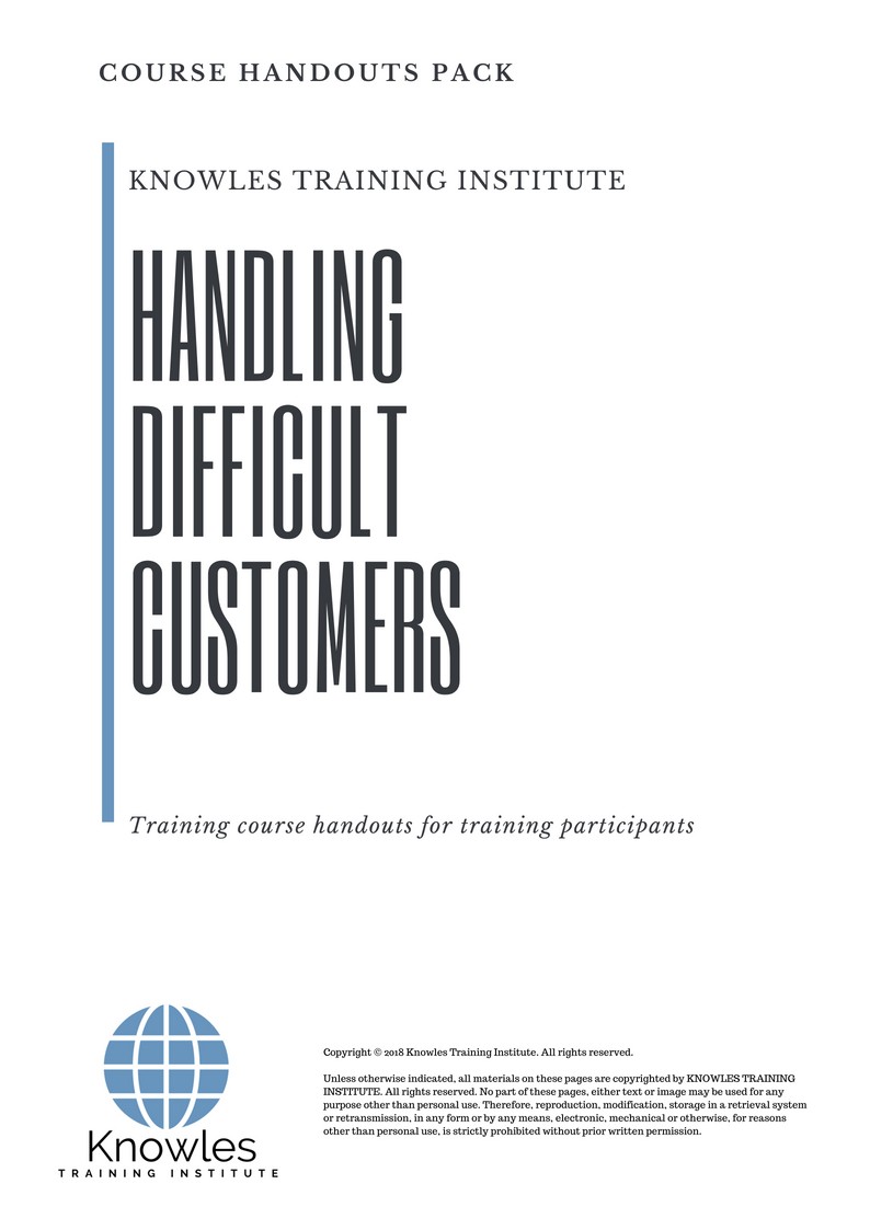 Handling Difficult Customers Course in Kenya Handouts