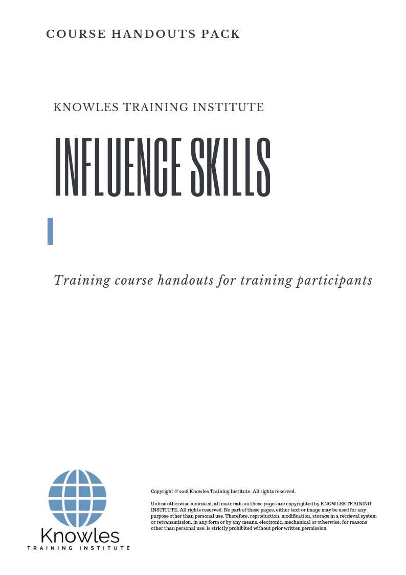 Influence Skills Course in Kenya Handouts