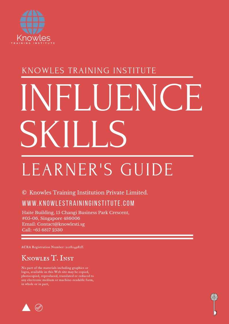 Influence Skills Training Course in Kenya Learner’s Guide