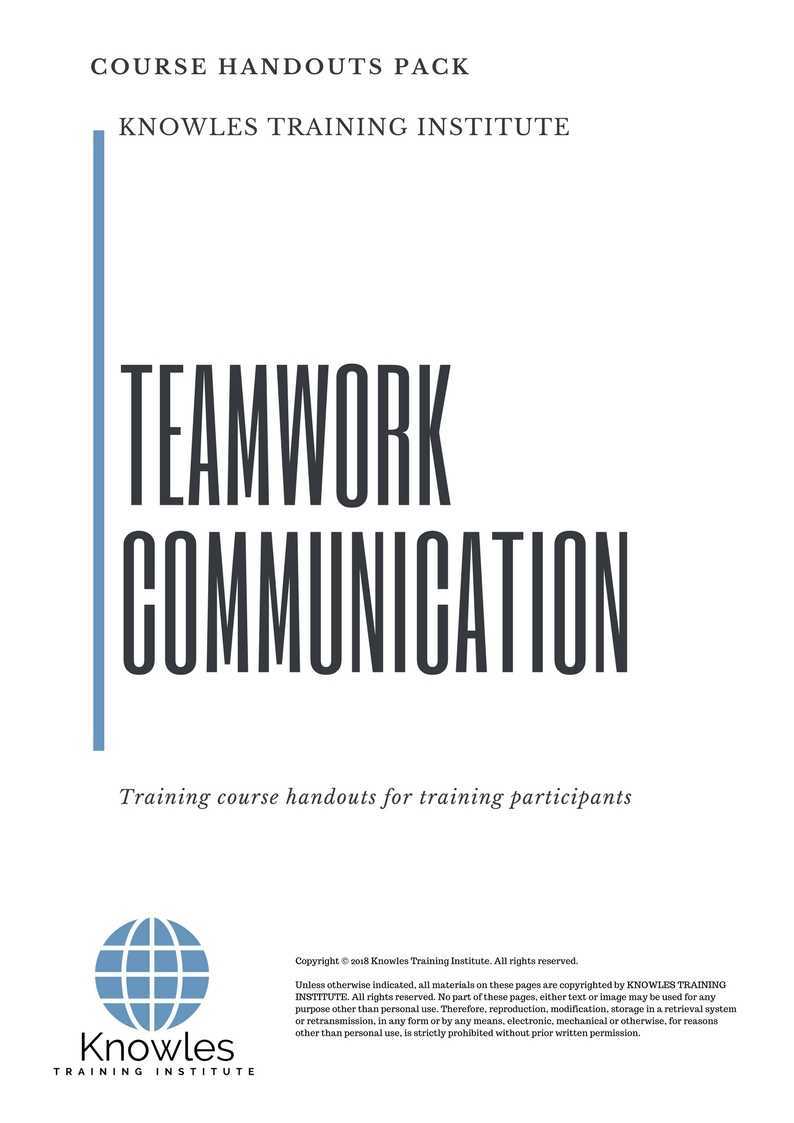 Teamwork Communication Training Course in Kenya Handouts
