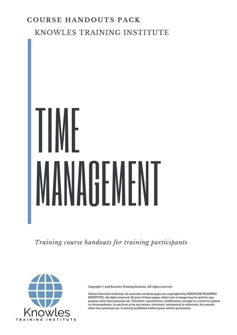 Time Management Training Course in Kenya Handouts
