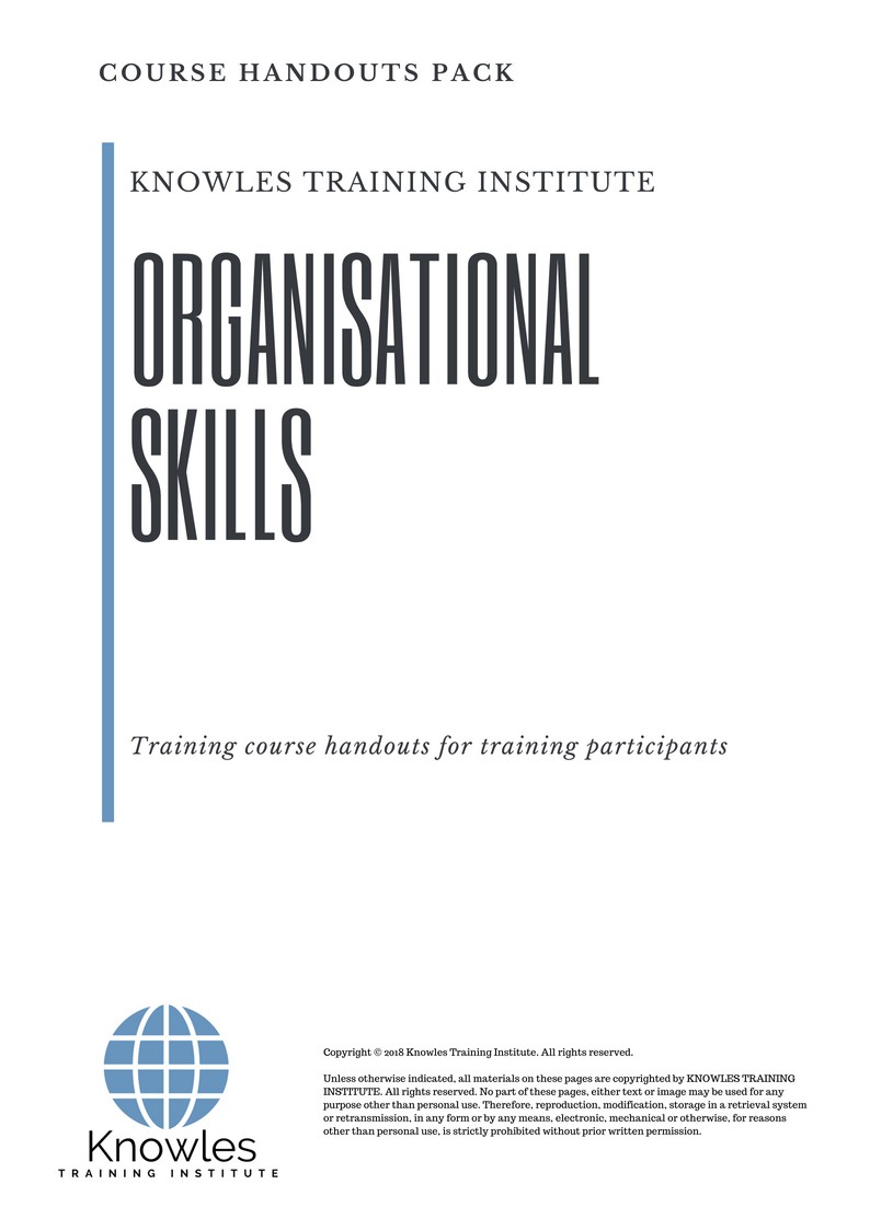 Time Organisational Skills Training Course in Kenya Handouts